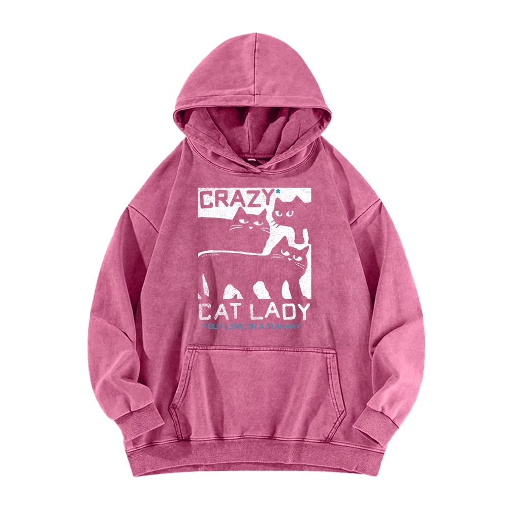Crazy Cat Lady Vintage Washed Hoodie