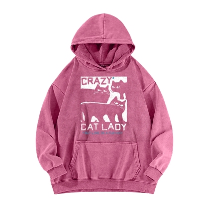 Crazy Cat Lady Vintage Washed Hoodie