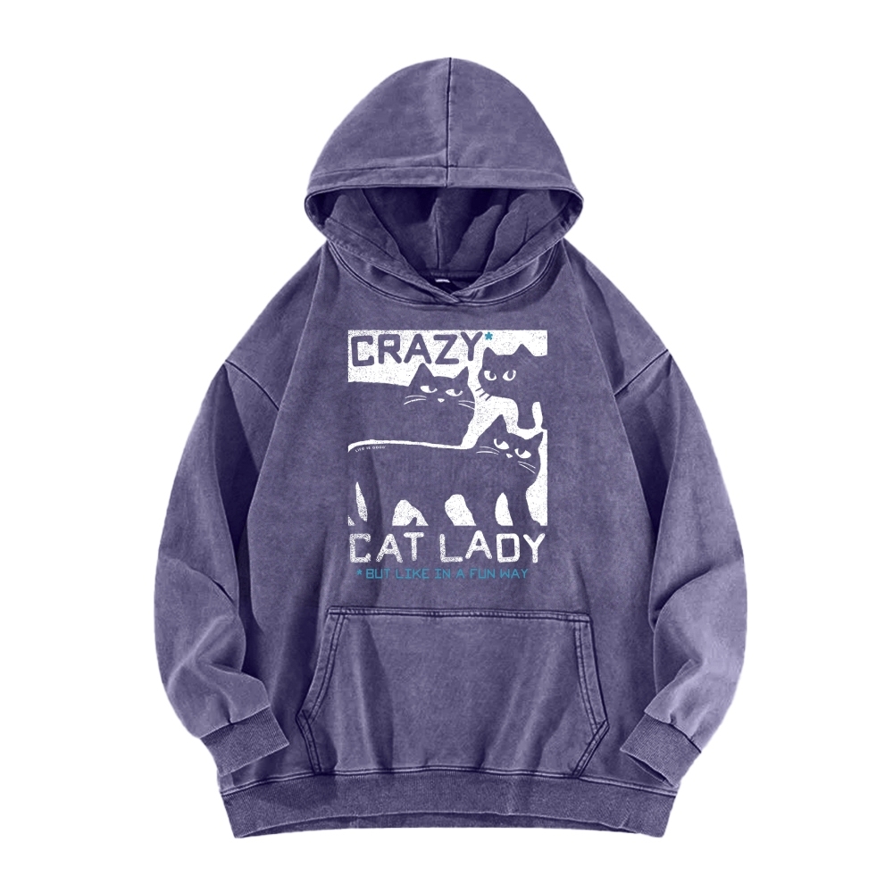 Crazy Cat Lady Vintage Washed Hoodie