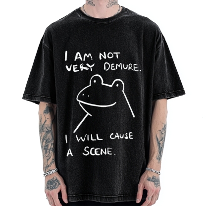 Humorous Frog Vintage Washed T-shirt