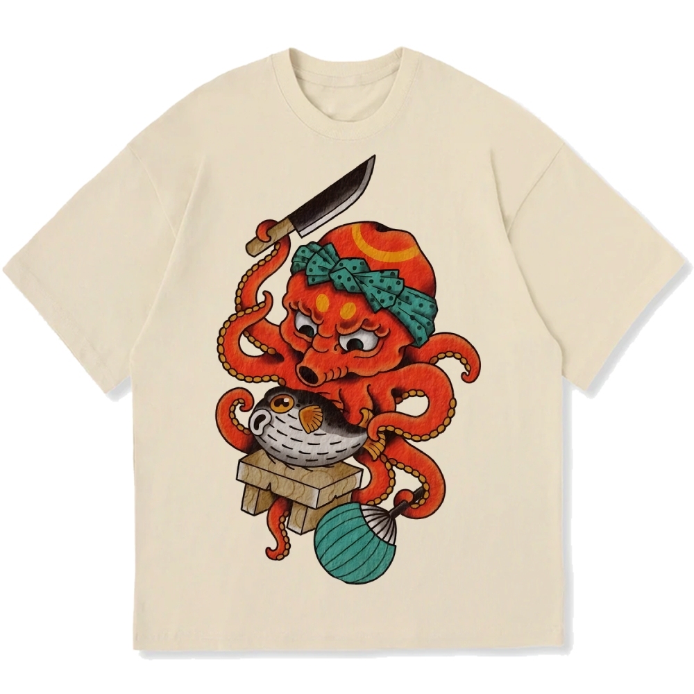 Octopus Chef Cotton casual T-shirt