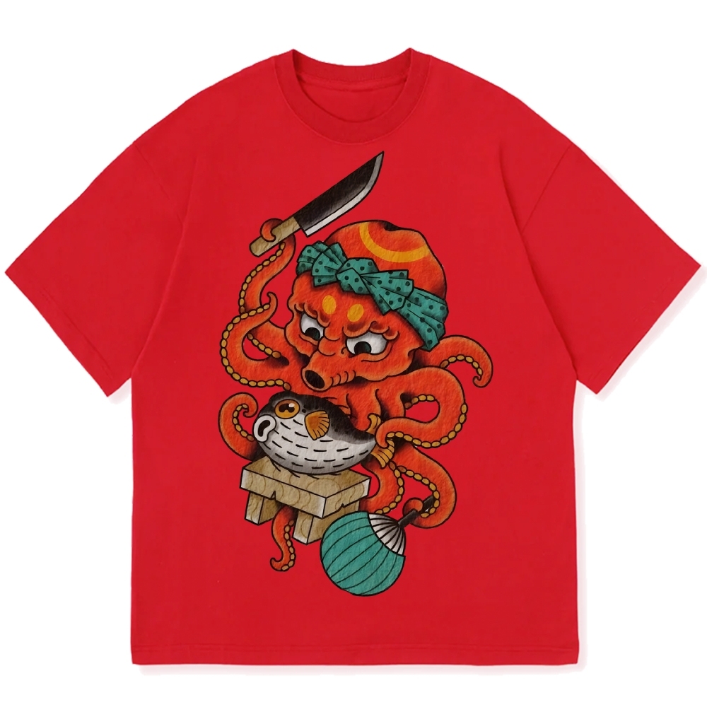 Octopus Chef Cotton casual T-shirt