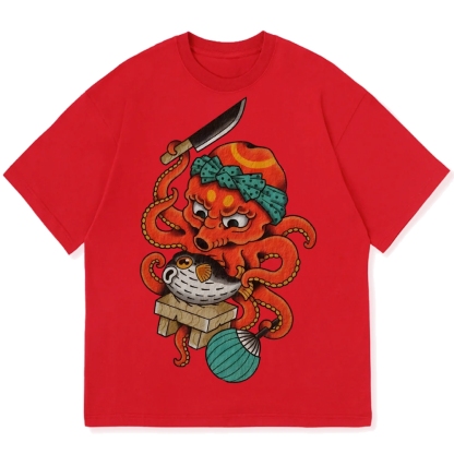 Octopus Chef Cotton casual T-shirt