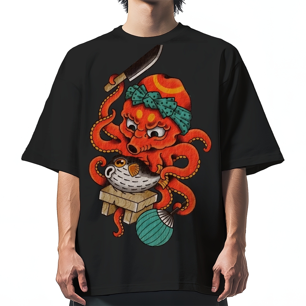 Octopus Chef Cotton casual T-shirt