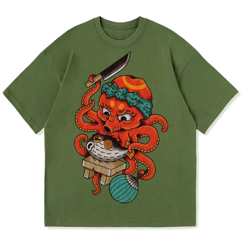 Octopus Chef Cotton casual T-shirt