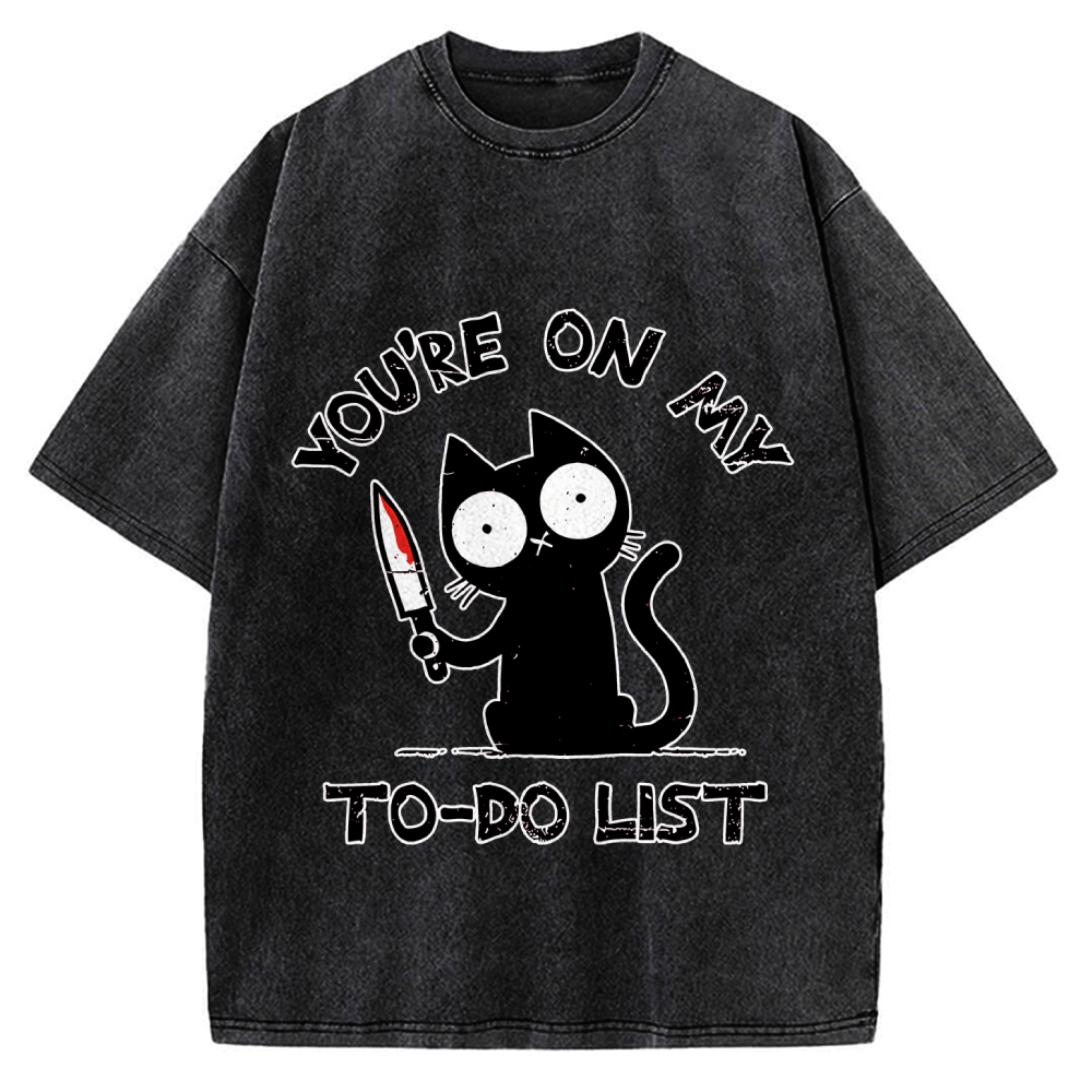 You're On My To-Do List Funny Cat Vintage Washed T-shirt