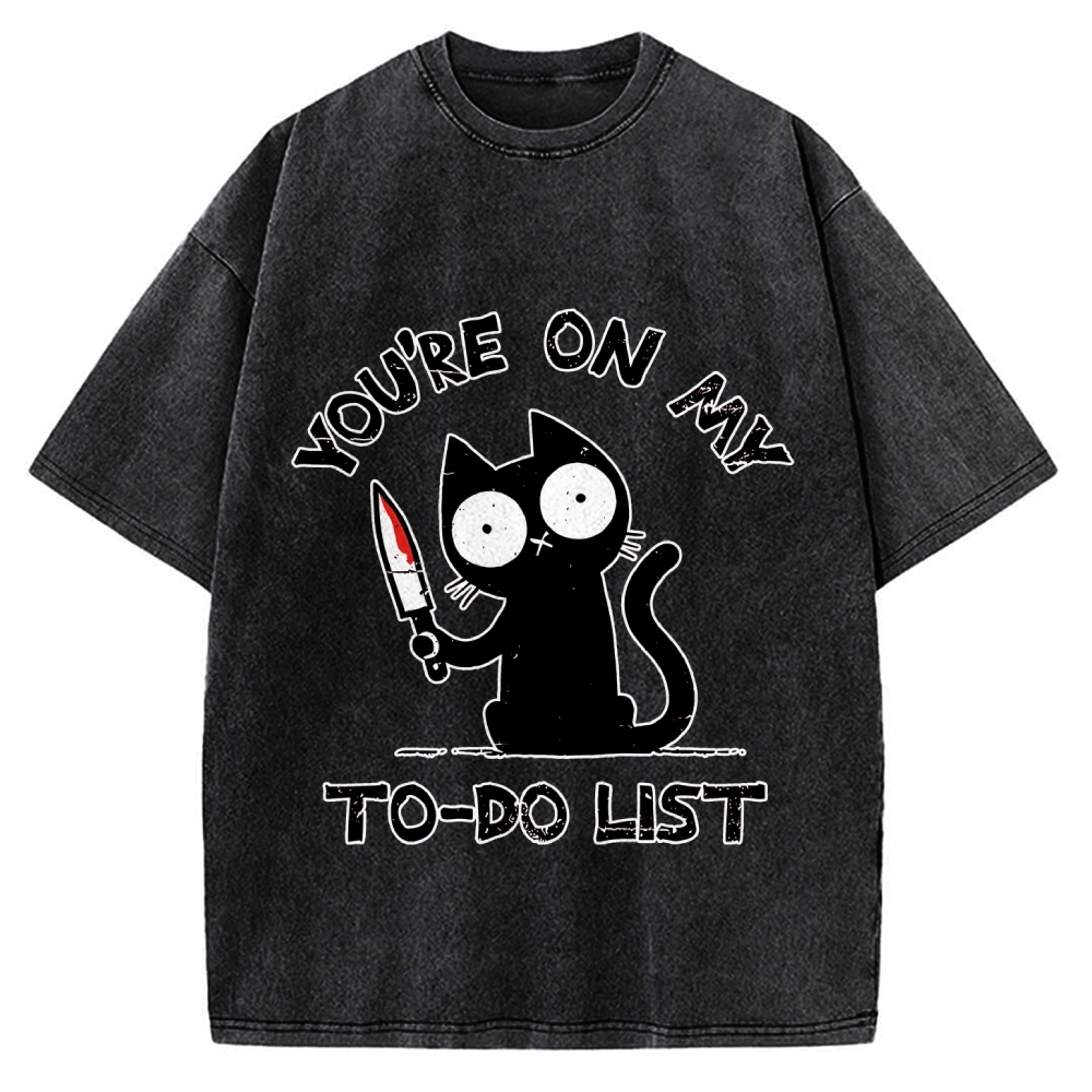 You're On My To-Do List Funny Cat Vintage Washed T-shirt
