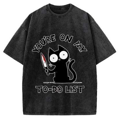You're On My To-Do List Funny Cat Vintage Washed T-shirt