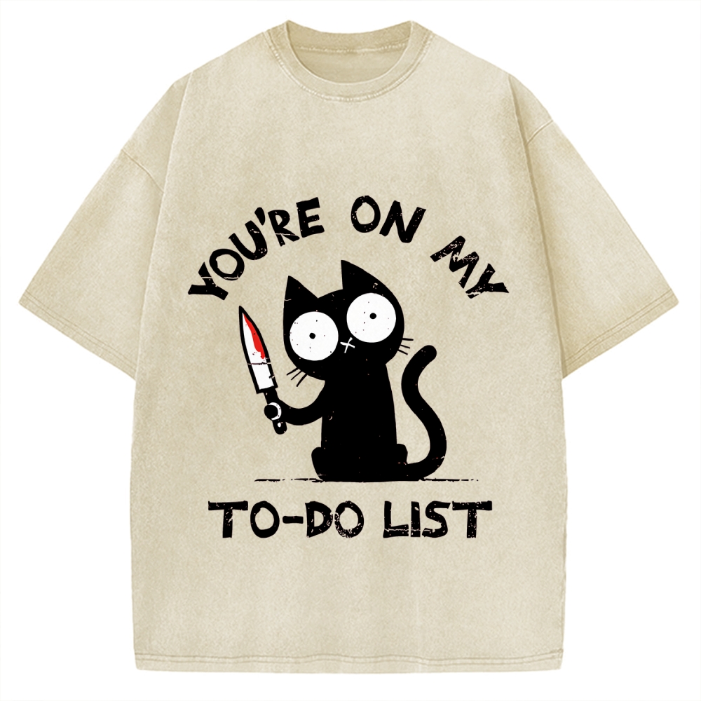 You're On My To-Do List Funny Cat Vintage Washed T-shirt