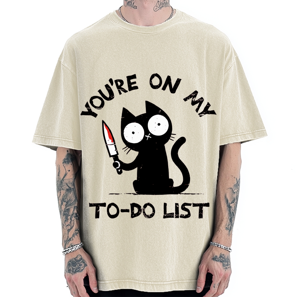 You're On My To-Do List Funny Cat Vintage Washed T-shirt