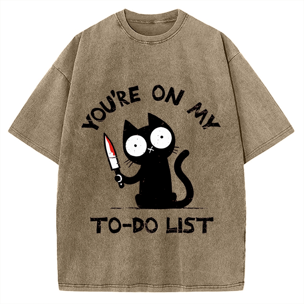 You're On My To-Do List Funny Cat Vintage Washed T-shirt