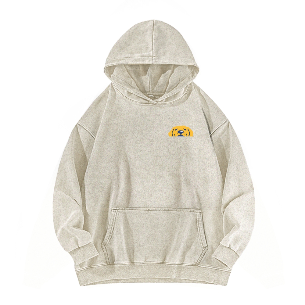 I'll Be Watching You Funny Dog Front And Back Printing Vintage Washed Hoodie