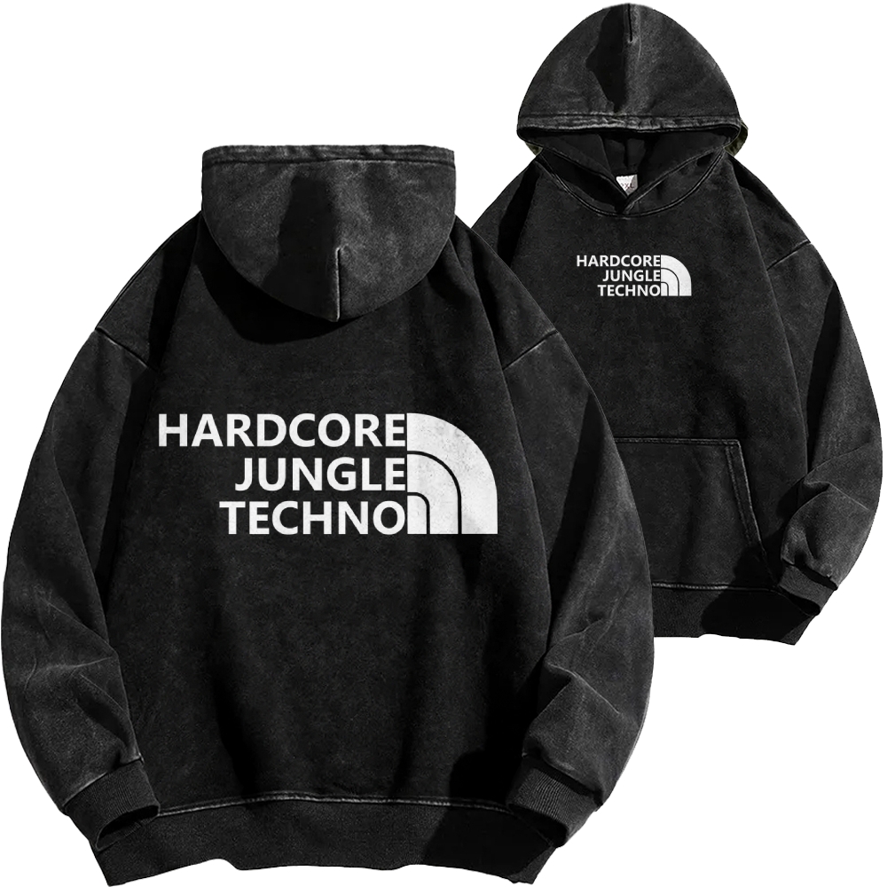 Ketamine Horse Funny Children's Drawings Front And Back Printing Vintage Washed Hoodie