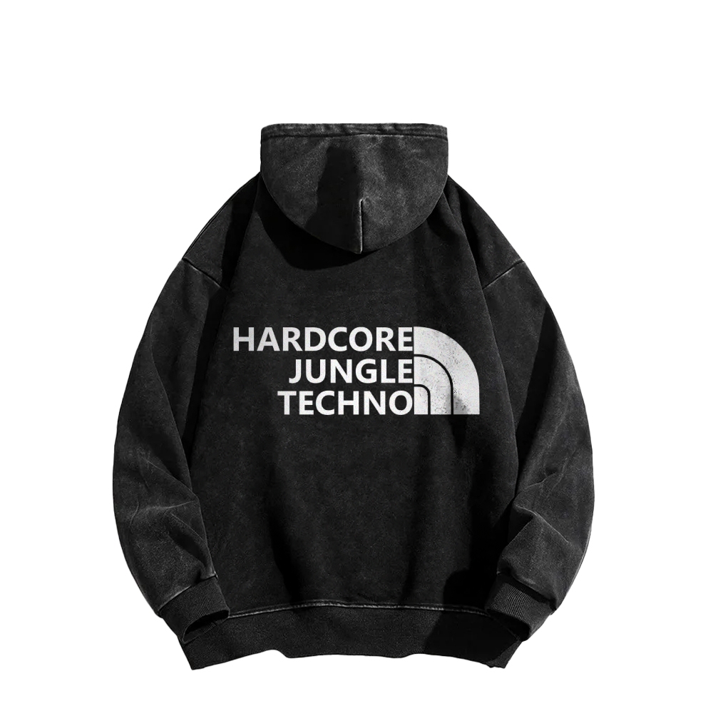 Ketamine Horse Funny Children's Drawings Front And Back Printing Vintage Washed Hoodie