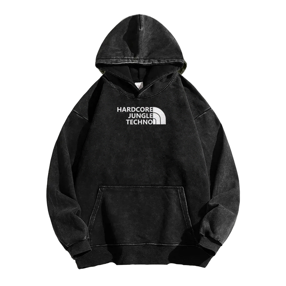 Ketamine Horse Funny Children's Drawings Front And Back Printing Vintage Washed Hoodie