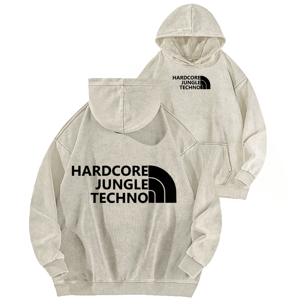 Ketamine Horse Funny Children's Drawings Front And Back Printing Vintage Washed Hoodie