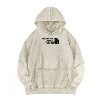 Ketamine Horse Funny Children's Drawings Front And Back Printing Vintage Washed Hoodie