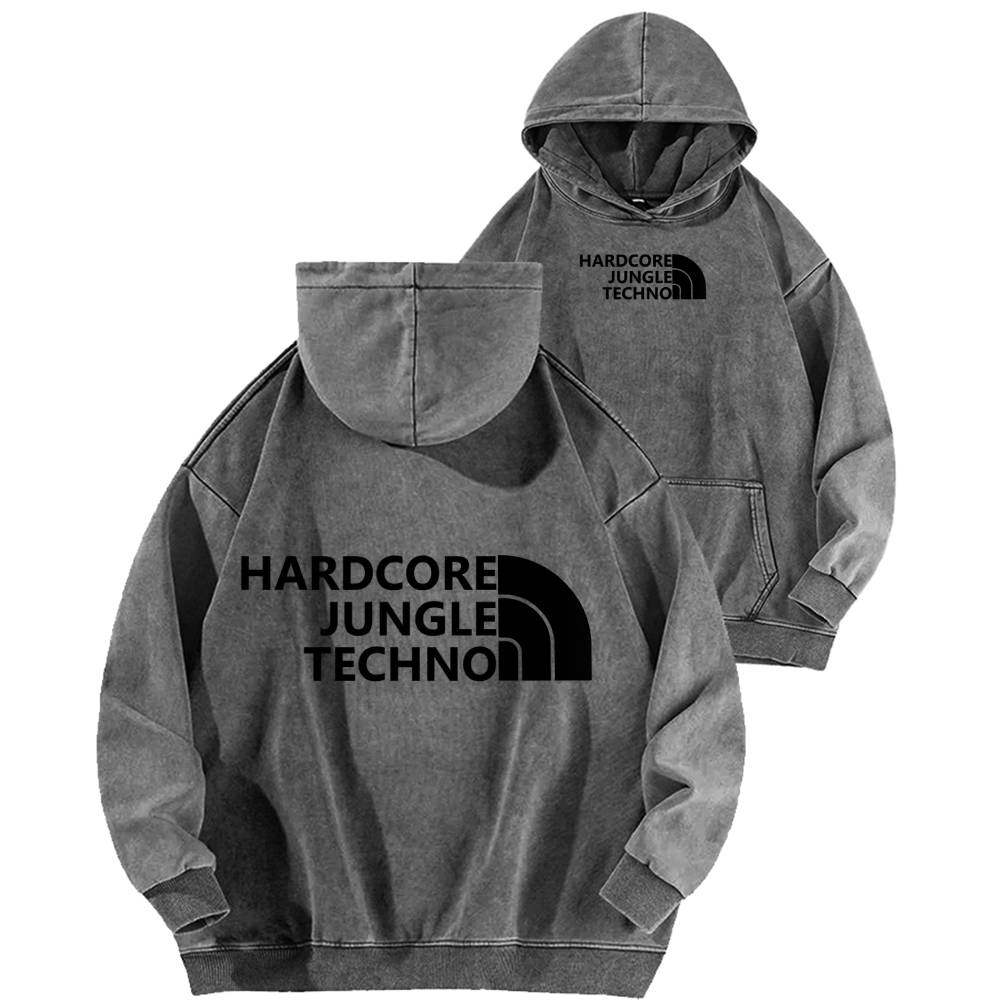 Ketamine Horse Funny Children's Drawings Front And Back Printing Vintage Washed Hoodie