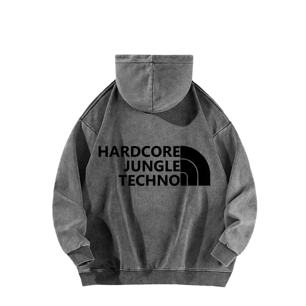 Ketamine Horse Funny Children's Drawings Front And Back Printing Vintage Washed Hoodie