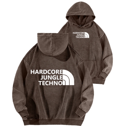 Ketamine Horse Funny Children's Drawings Front And Back Printing Vintage Washed Hoodie