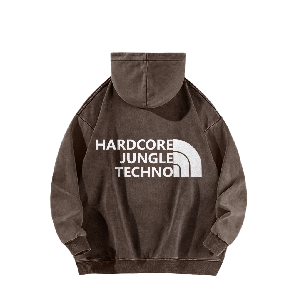 Ketamine Horse Funny Children's Drawings Front And Back Printing Vintage Washed Hoodie