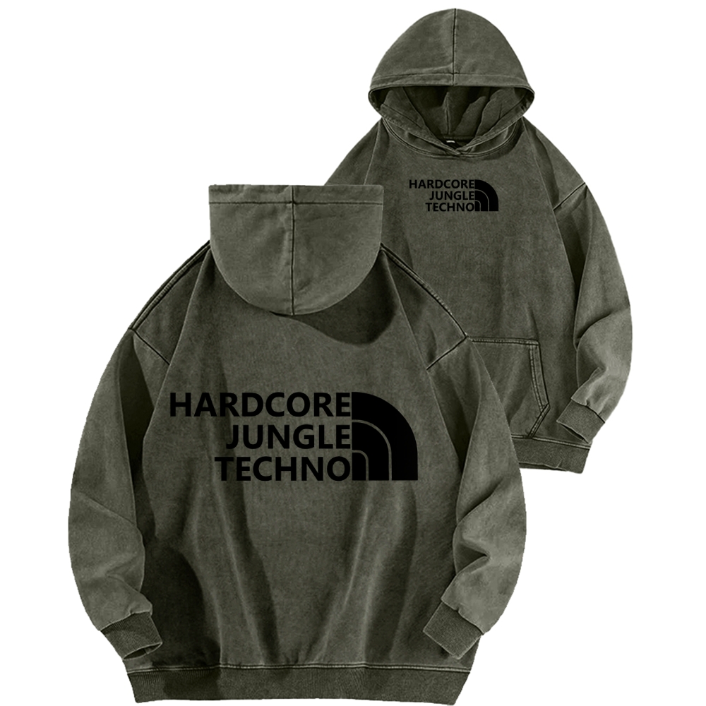 Ketamine Horse Funny Children's Drawings Front And Back Printing Vintage Washed Hoodie