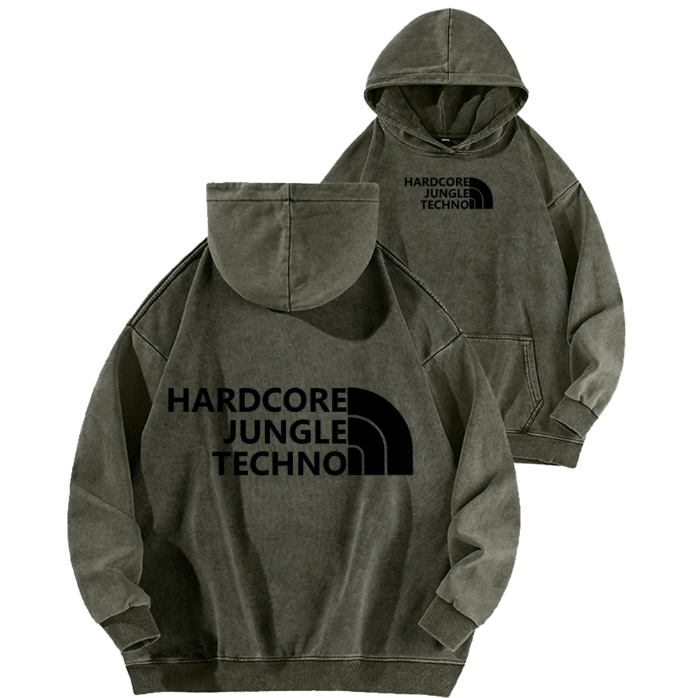 Ketamine Horse Funny Children's Drawings Front And Back Printing Vintage Washed Hoodie