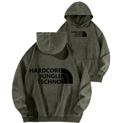 Ketamine Horse Funny Children's Drawings Front And Back Printing Vintage Washed Hoodie