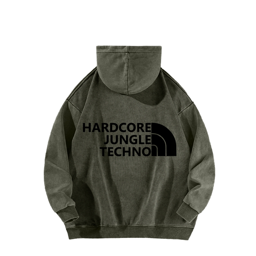 Ketamine Horse Funny Children's Drawings Front And Back Printing Vintage Washed Hoodie