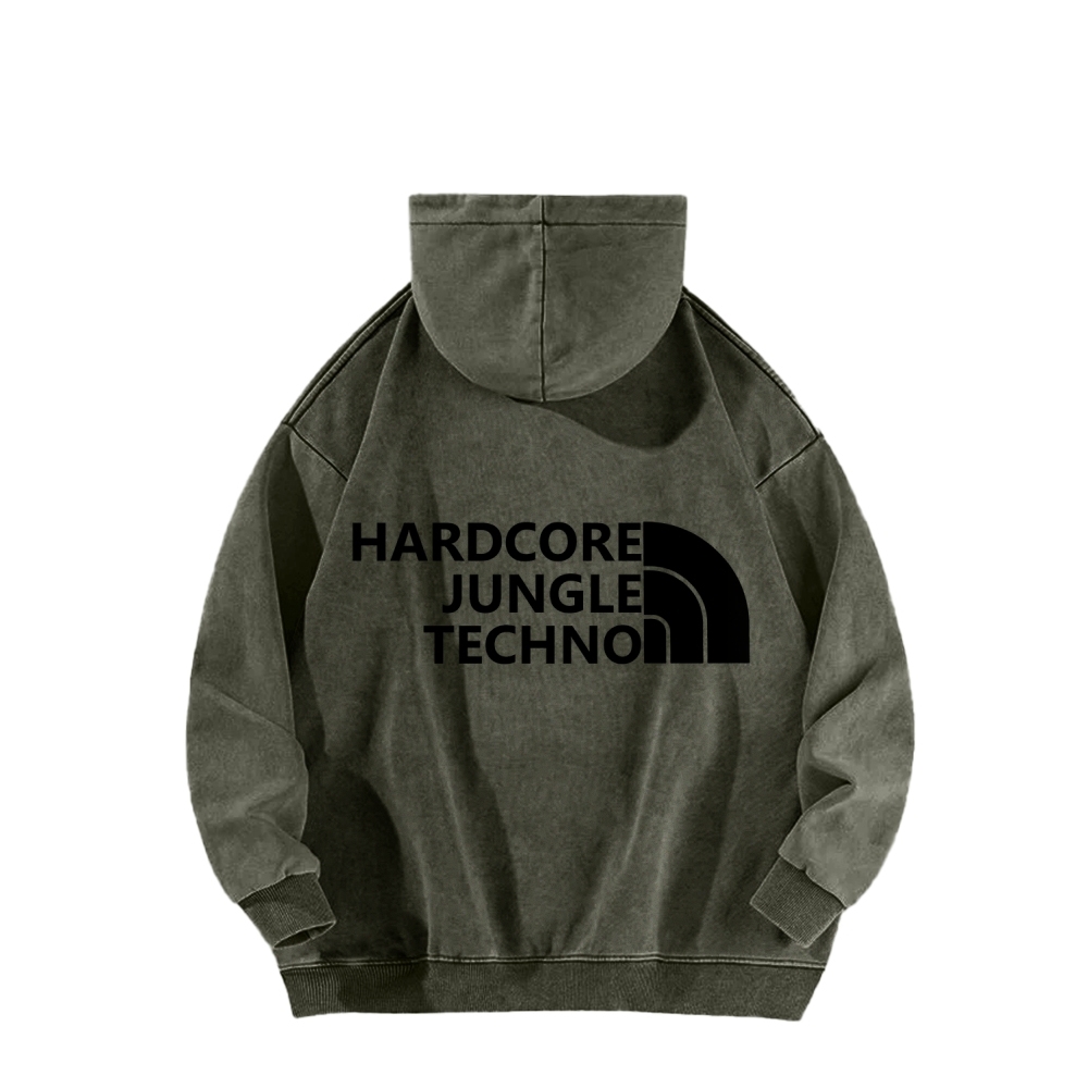 Ketamine Horse Funny Children's Drawings Front And Back Printing Vintage Washed Hoodie