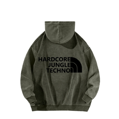 Ketamine Horse Funny Children's Drawings Front And Back Printing Vintage Washed Hoodie