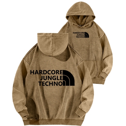 Ketamine Horse Funny Children's Drawings Front And Back Printing Vintage Washed Hoodie