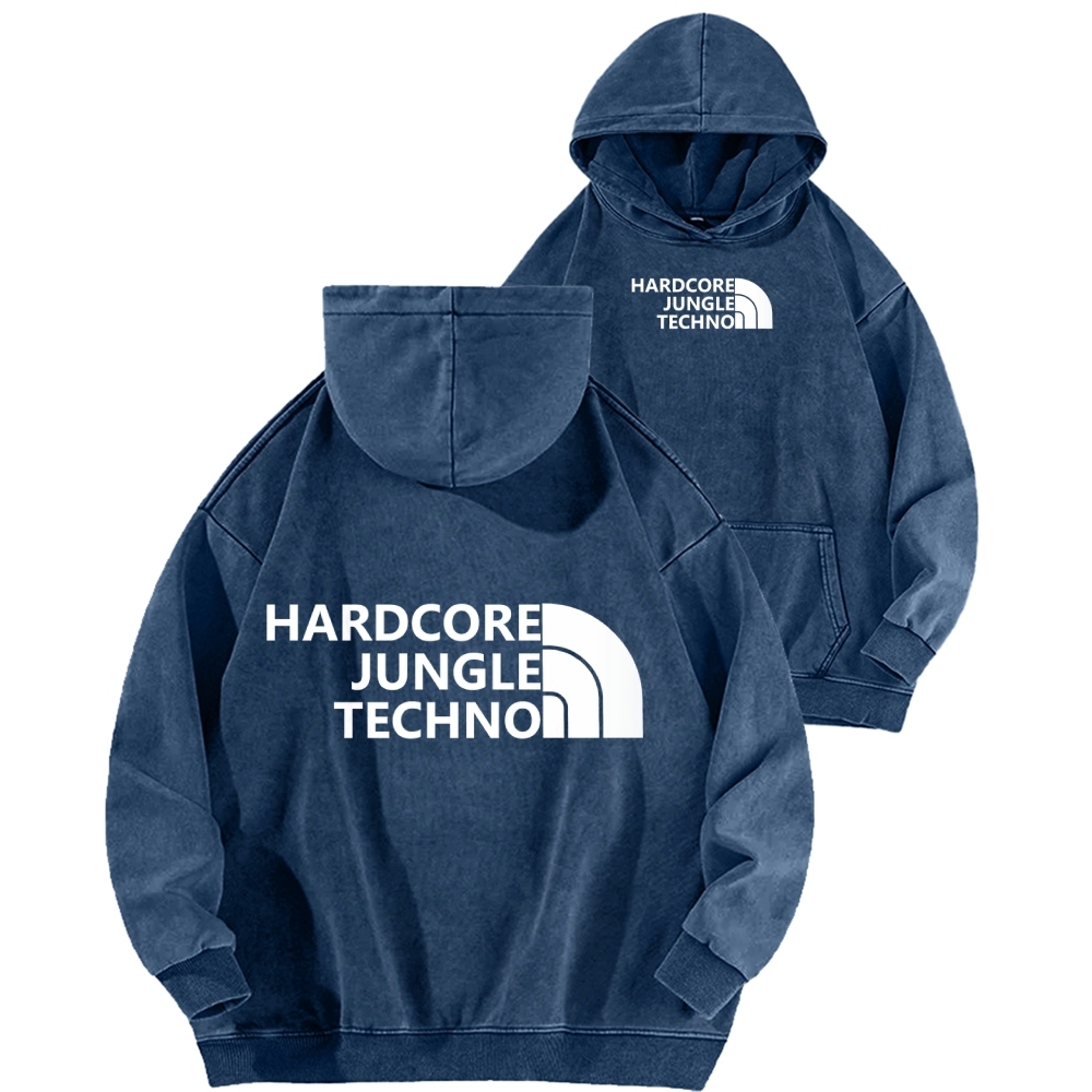 Ketamine Horse Funny Children's Drawings Front And Back Printing Vintage Washed Hoodie