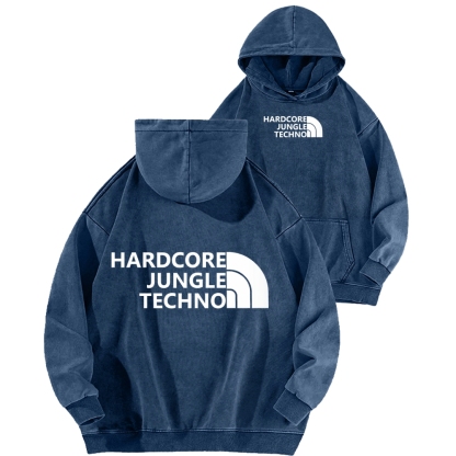 Ketamine Horse Funny Children's Drawings Front And Back Printing Vintage Washed Hoodie