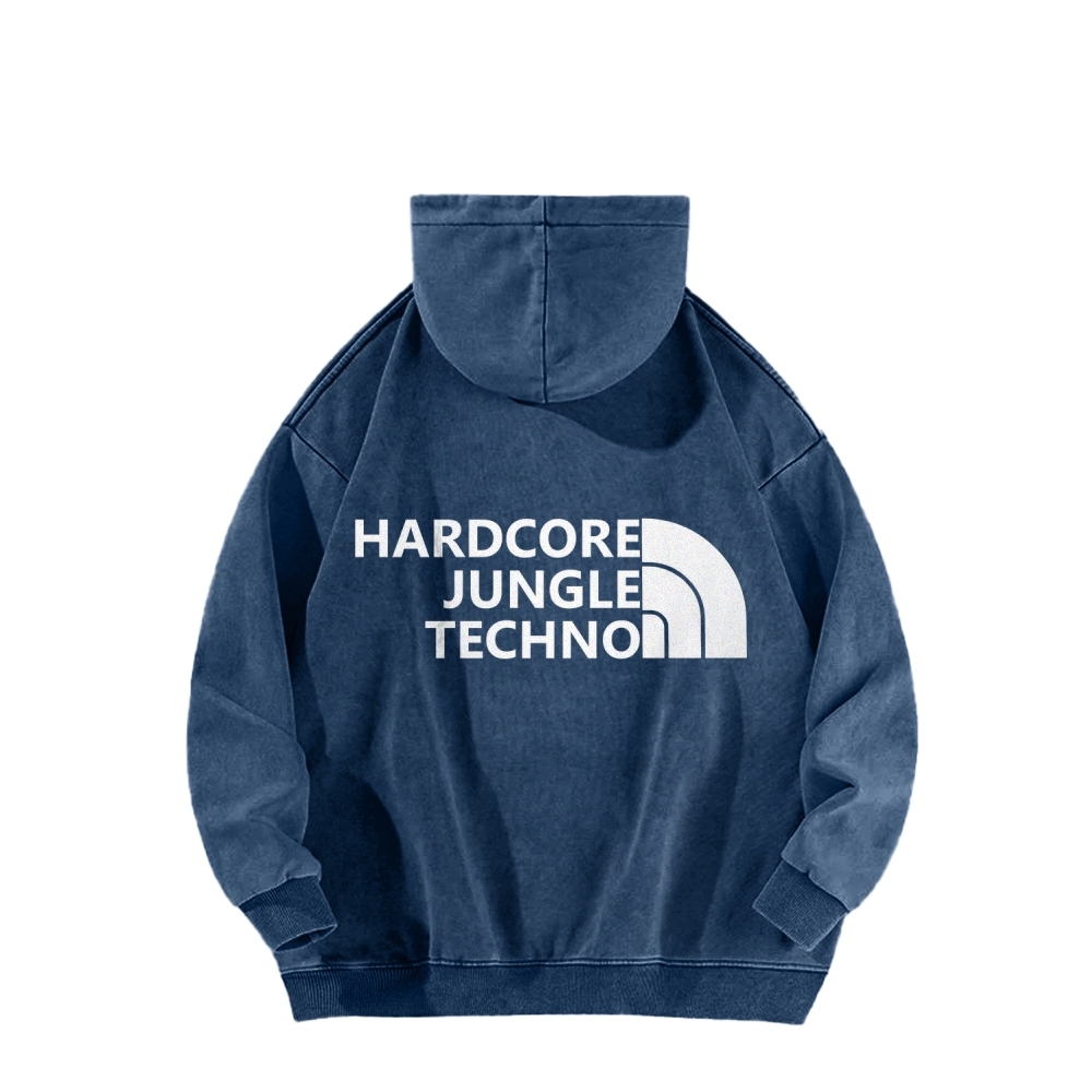 Ketamine Horse Funny Children's Drawings Front And Back Printing Vintage Washed Hoodie