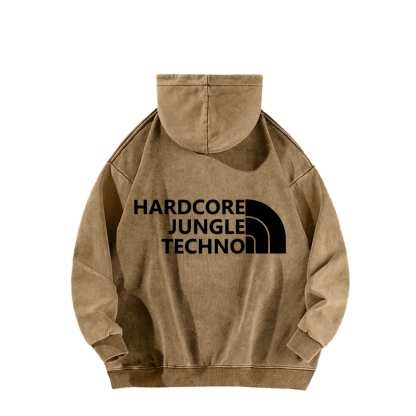 Ketamine Horse Funny Children's Drawings Front And Back Printing Vintage Washed Hoodie