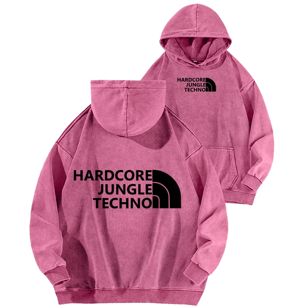 Ketamine Horse Funny Children's Drawings Front And Back Printing Vintage Washed Hoodie