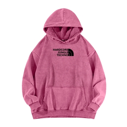 Ketamine Horse Funny Children's Drawings Front And Back Printing Vintage Washed Hoodie