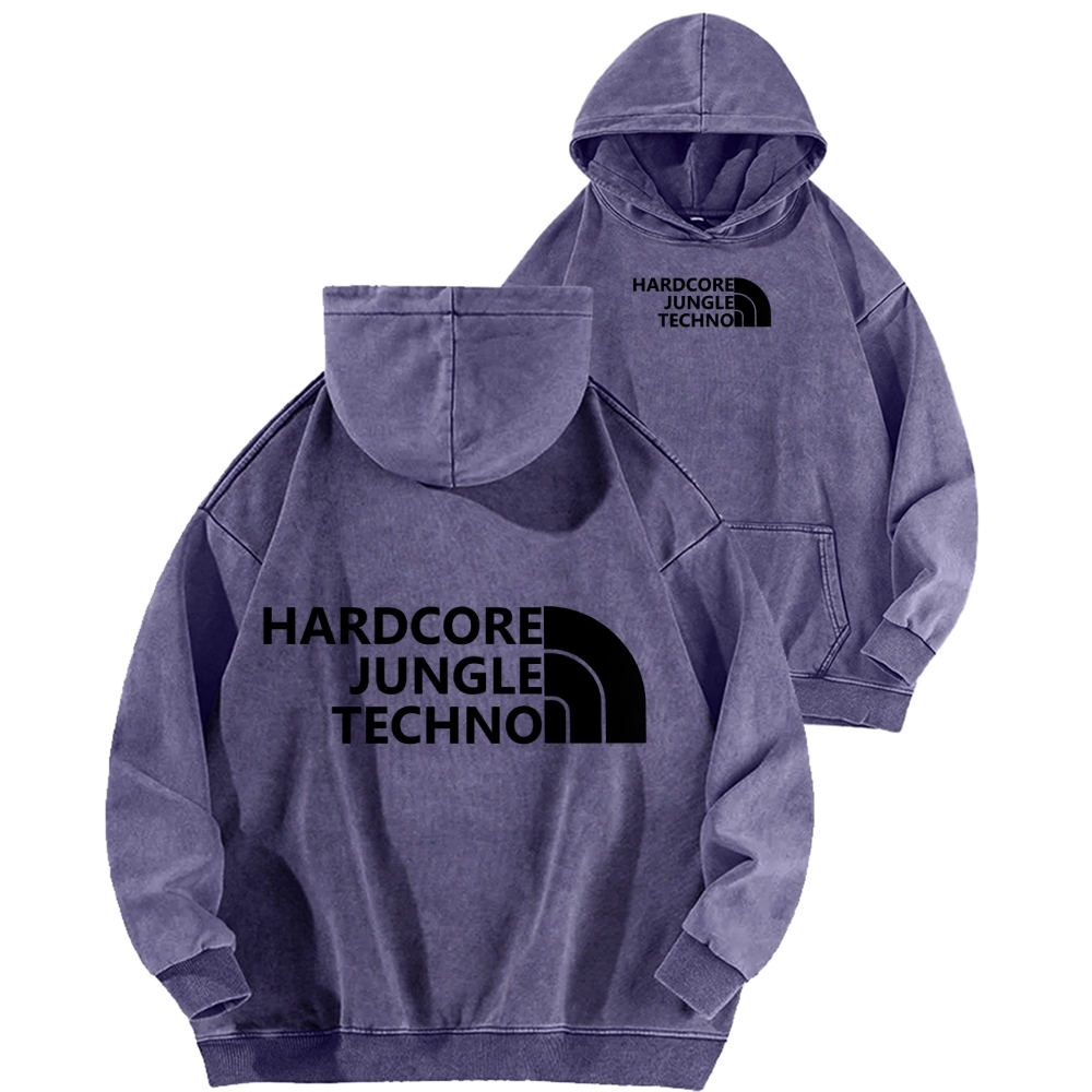 Ketamine Horse Funny Children's Drawings Front And Back Printing Vintage Washed Hoodie