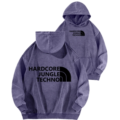 Ketamine Horse Funny Children's Drawings Front And Back Printing Vintage Washed Hoodie