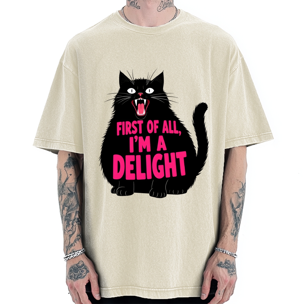 Roaring Black Cat Vintage Washed T-shirt