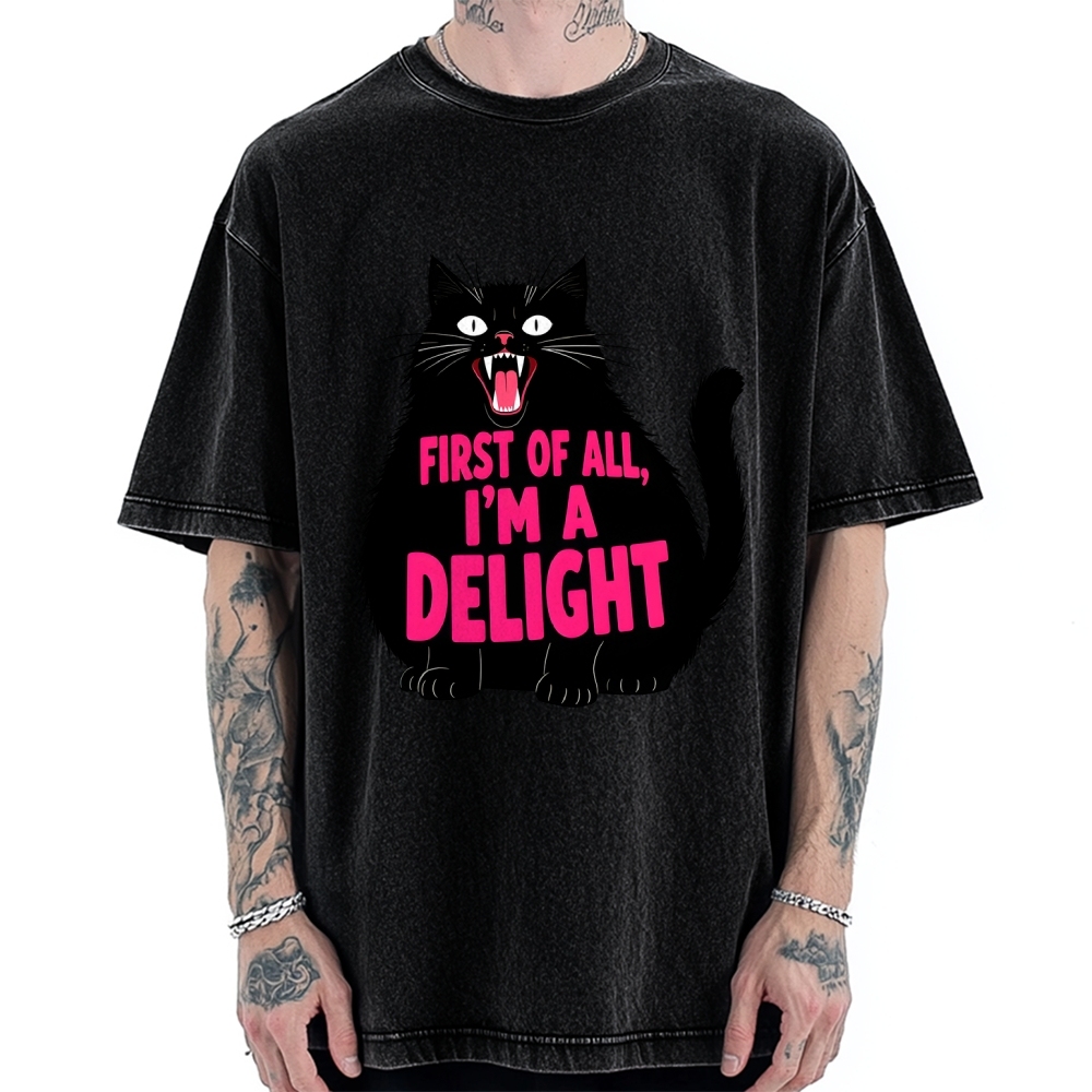 Roaring Black Cat Vintage Washed T-shirt