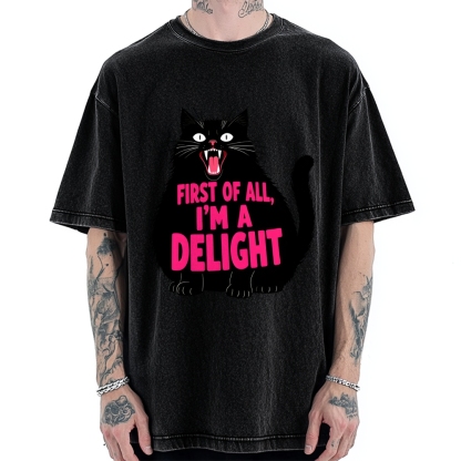 Roaring Black Cat Vintage Washed T-shirt