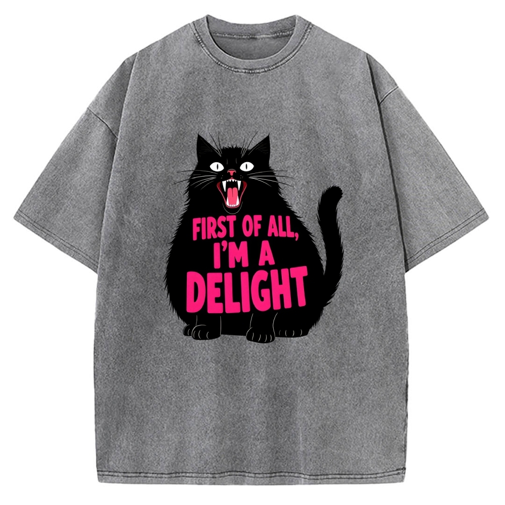 Roaring Black Cat Vintage Washed T-shirt