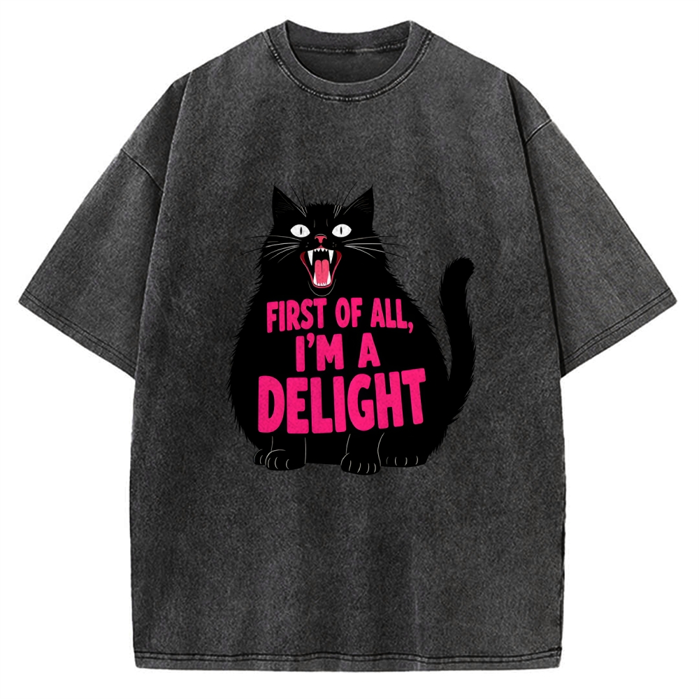 Roaring Black Cat Vintage Washed T-shirt