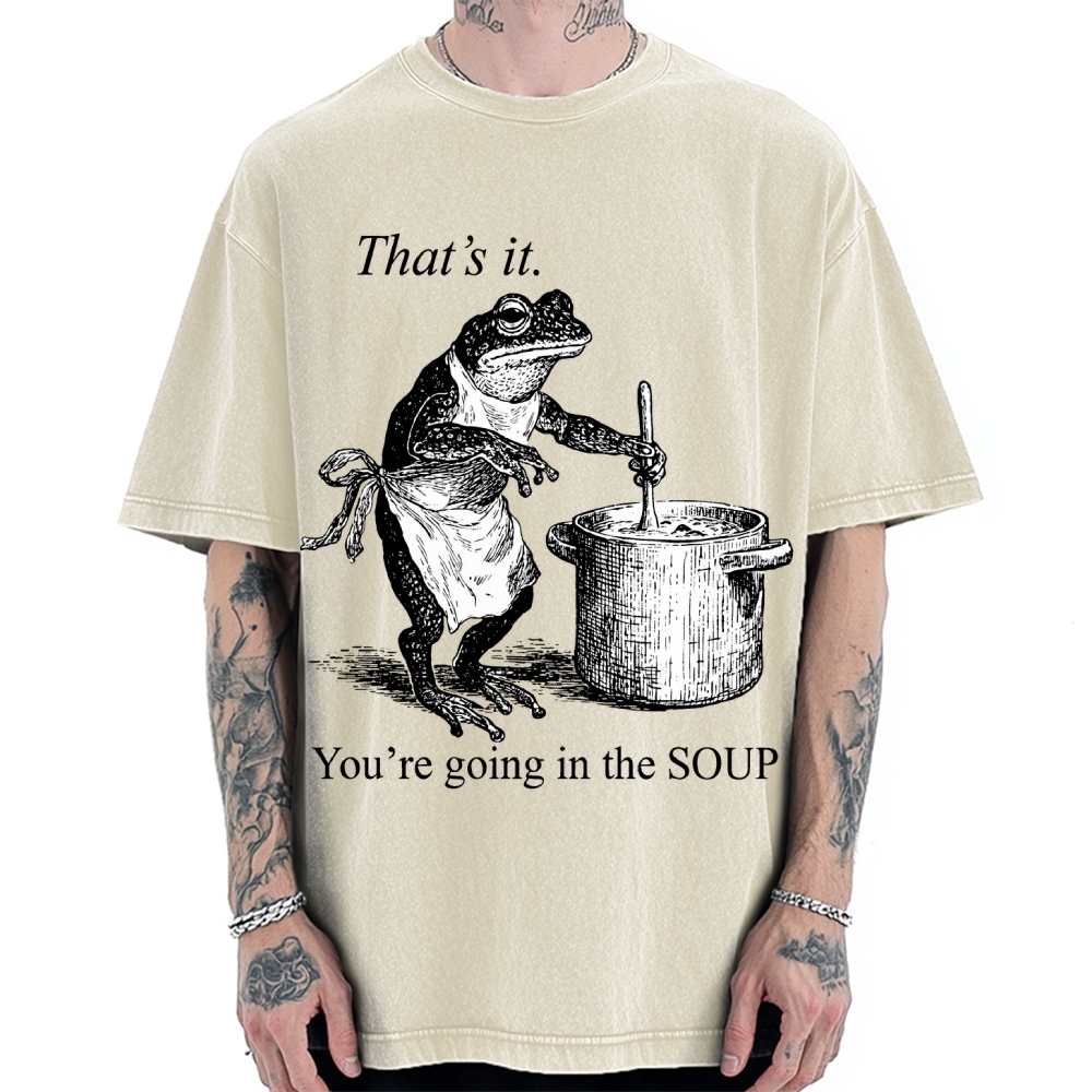 Funny Frog That's It You're Going In The Soup Vintage Washed T-shirt