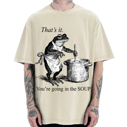 Funny Frog That's It You're Going In The Soup Vintage Washed T-shirt