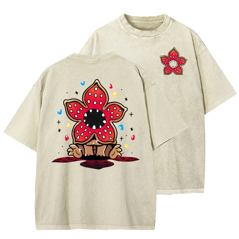 Cute and Dangerous Front And Back Printing Washed T-shirt