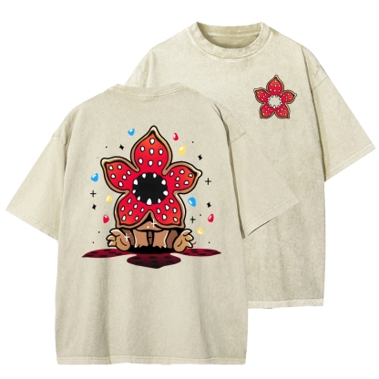 Cute and Dangerous Front And Back Printing Washed T-shirt