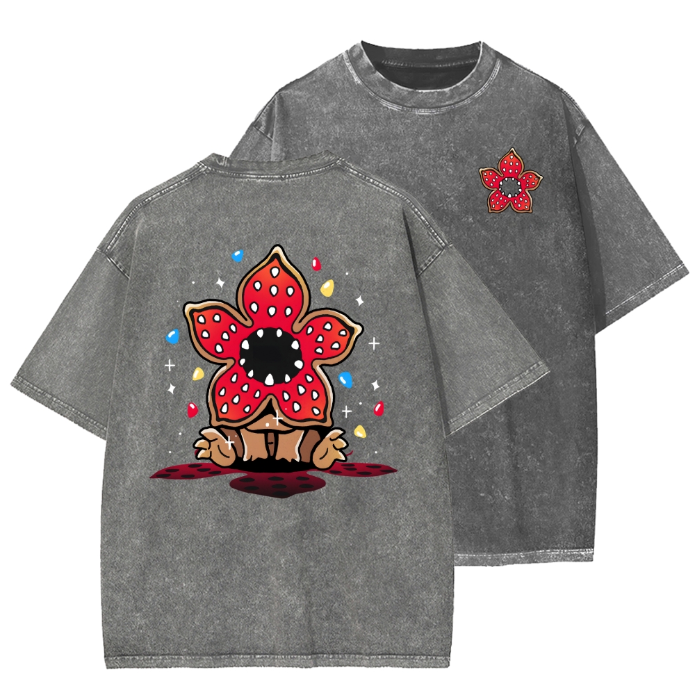 Cute and Dangerous Front And Back Printing Washed T-shirt